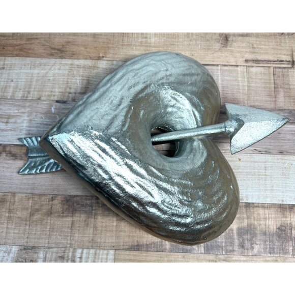 Silver Metallic Heart With Arrow Sculpture Table Decor Large - Picture 1 of 5